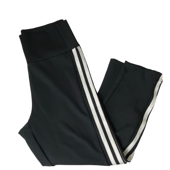 Adidas Three Stripe Cropped High Rise Leggings Like New Condition Size Small - Picture 1 of 8